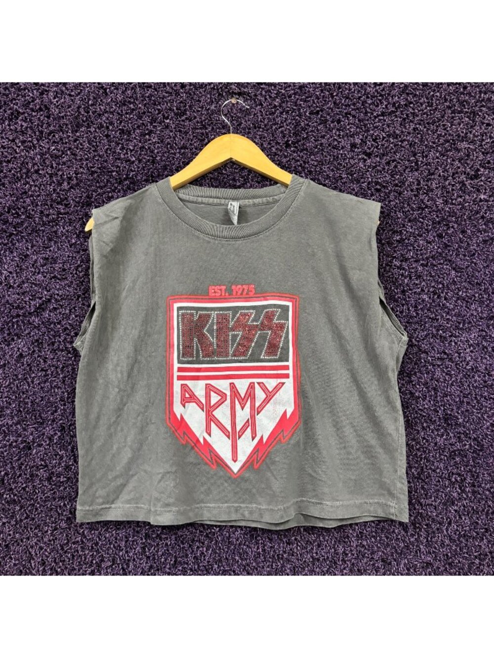 Bedazzled KISS Army Est 1975 Rock Show Sleeveless Crop Top S